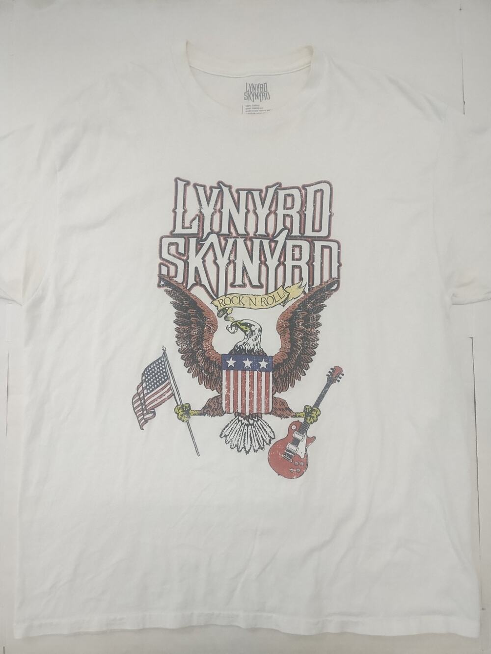 Lynyrd Skynyrd Rock N Roll Eagle Graphic T-Shirt Mens XL White Cotton Band